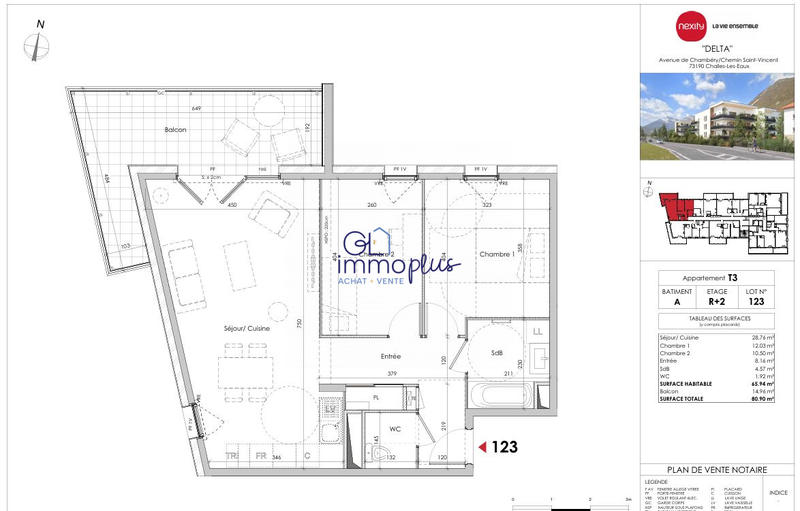 Appartement - 60 m² - 3 pièces