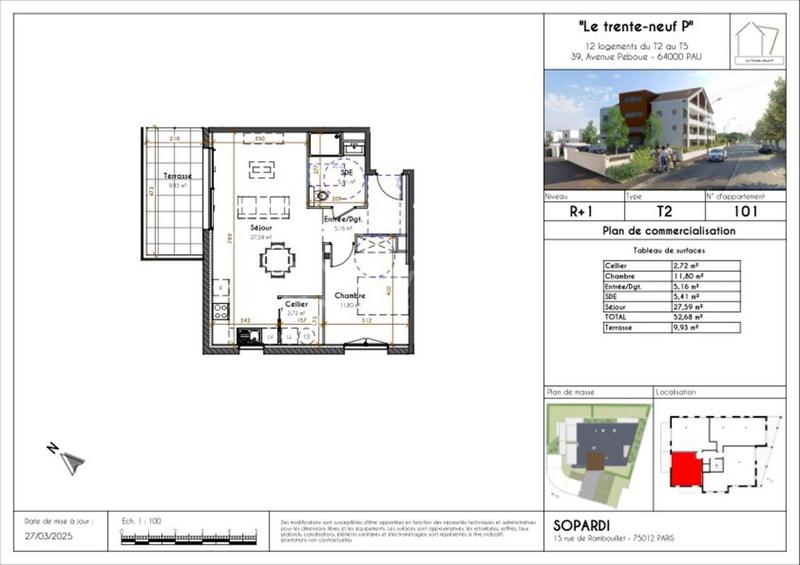 Appartement - 52 m² - 2 pièces