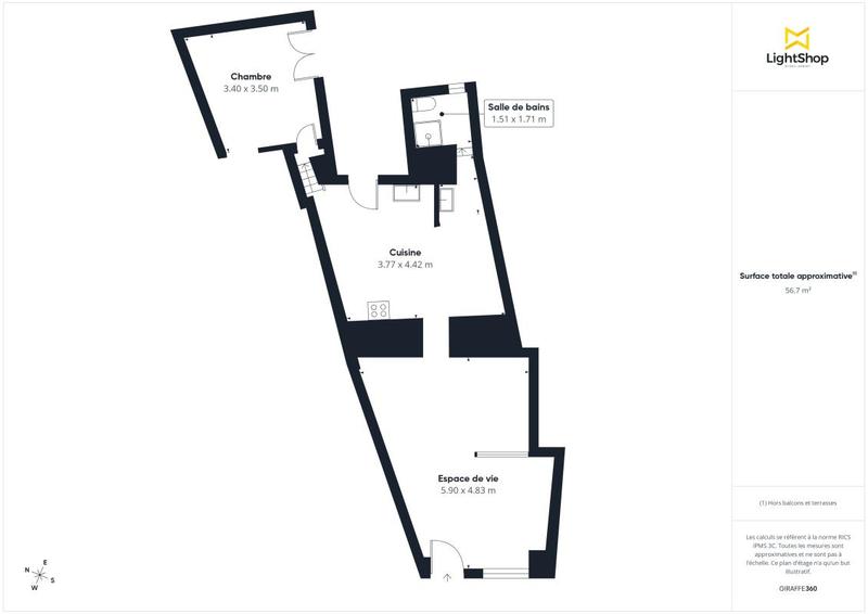 Appartement - 54 m² - 2 pièces