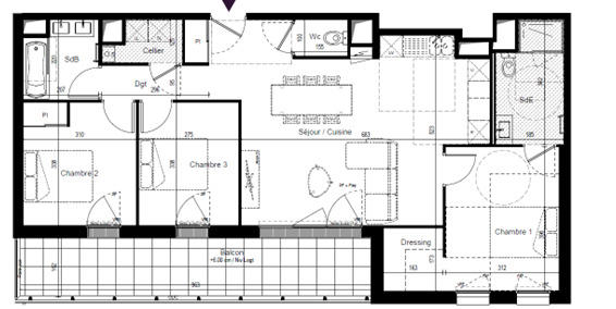 Appartement - 85 m² - 4 pièces