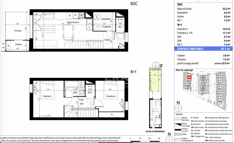 Maison - 63 m² - 3 pièces