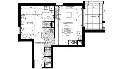 Appartement - 46 m² - 2 pièces