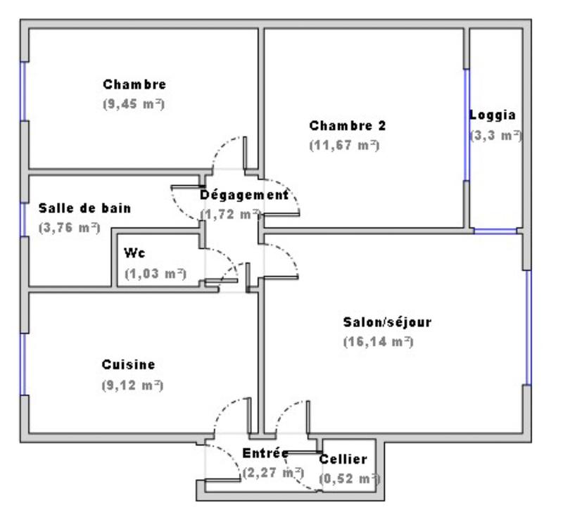 Appartement - 56 m² - 3 pièces