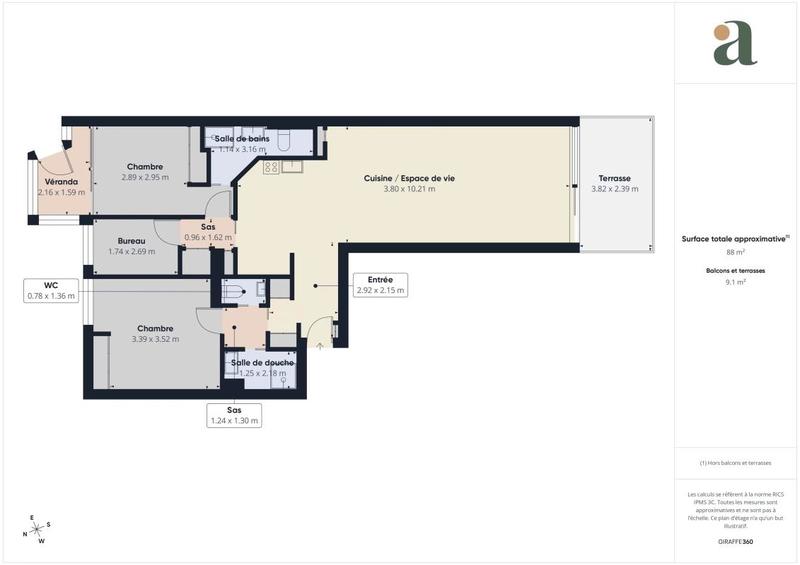 Appartement - 84 m² - 4 pièces