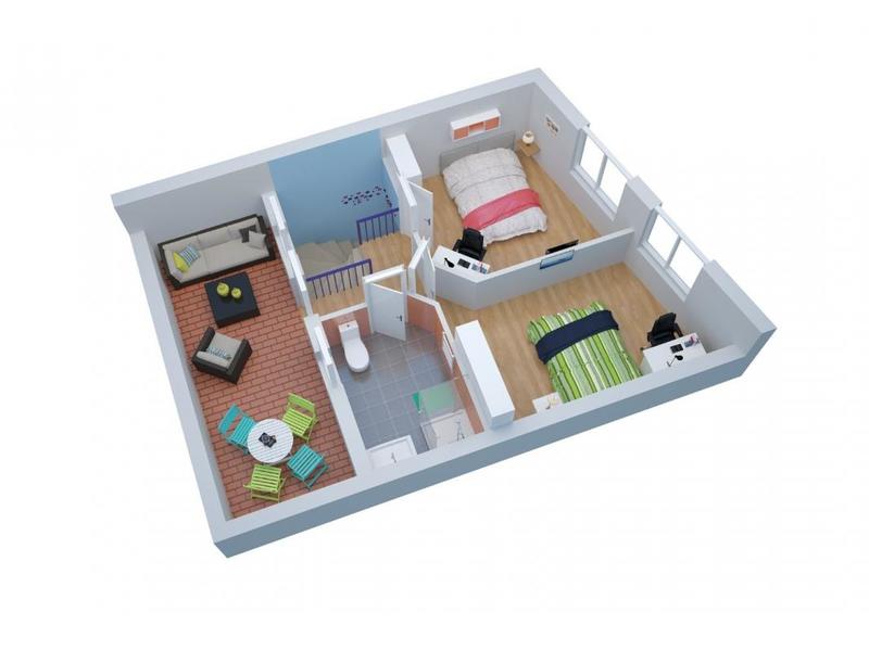 Chambre - 9 m² - 1 pièce