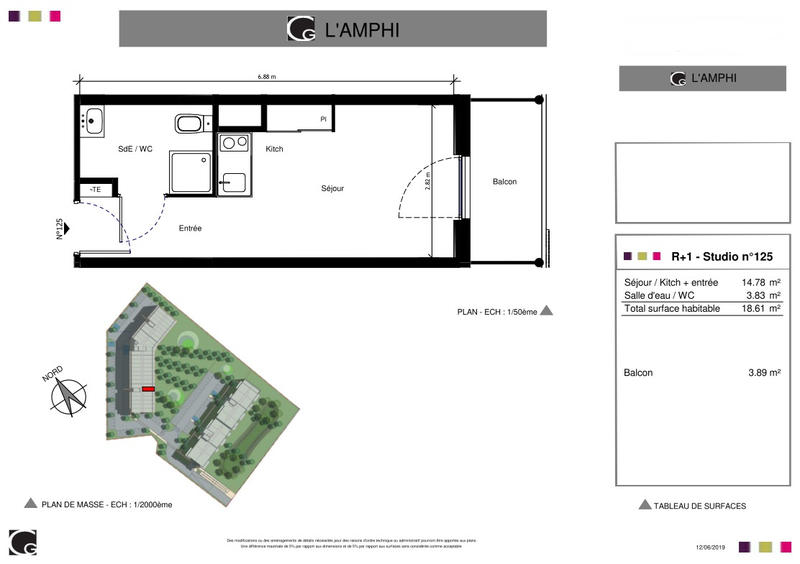 Appartement - 19 m² - 1 pièce