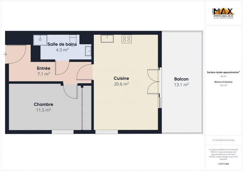 Appartement - 44 m² - 2 pièces