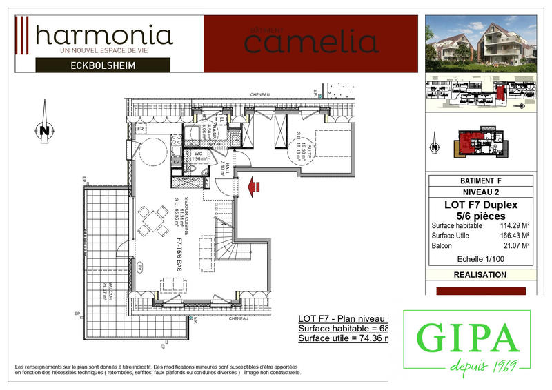 Duplex - 114 m² - 5 pièces