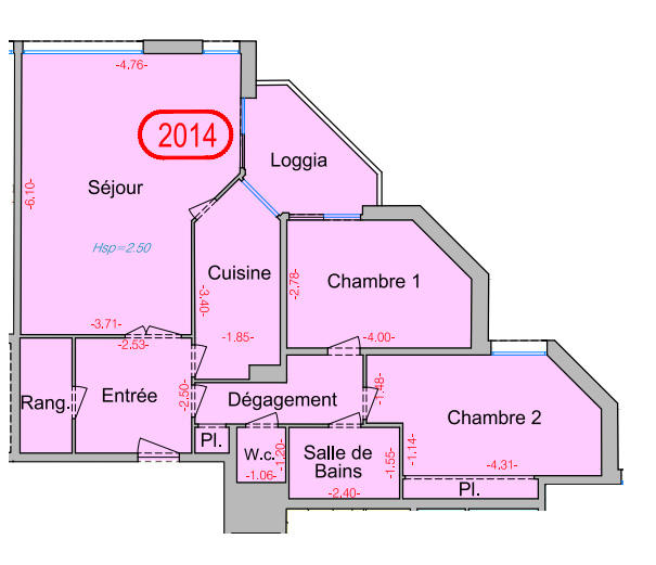 Appartement - 75 m² - 3 pièces