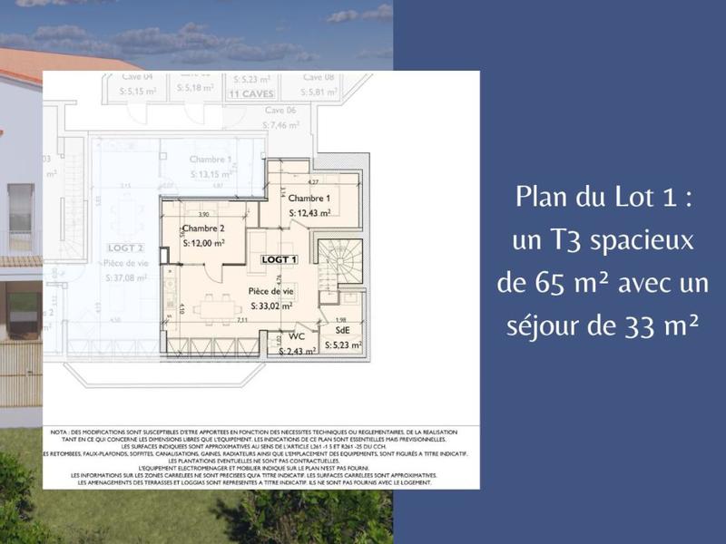 Appartement - 65 m² - 3 pièces