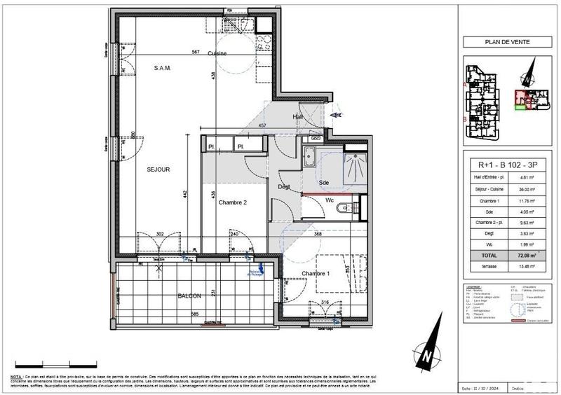Appartement - 72 m² - 3 pièces