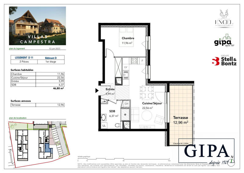 Appartement - 47 m² - 2 pièces