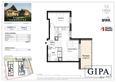 Appartement - 47 m² - 2 pièces