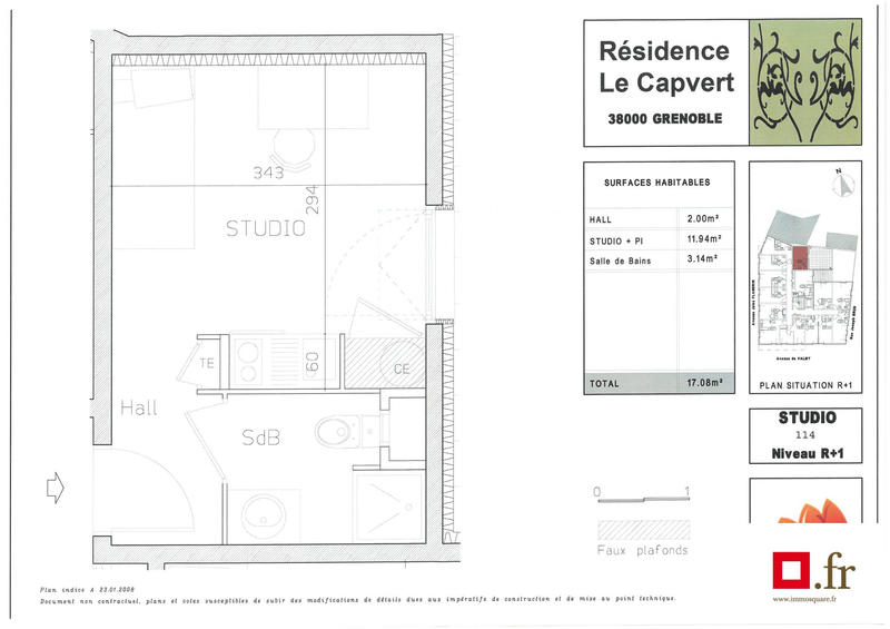 Appartement - 17 m² - 1 pièce