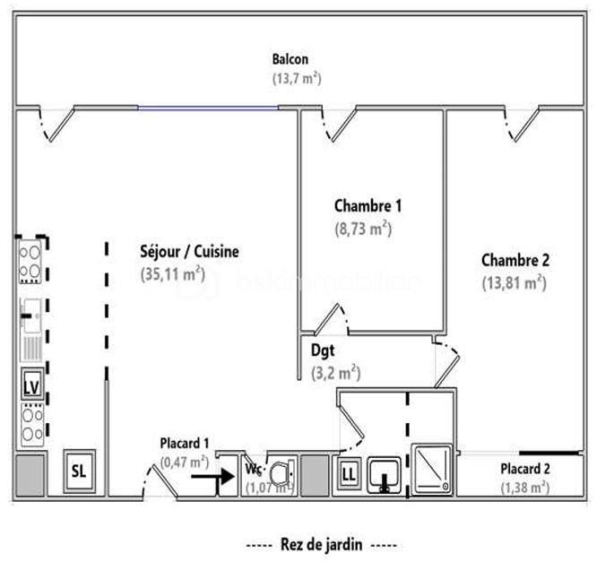 Appartement - 67 m² - 3 pièces