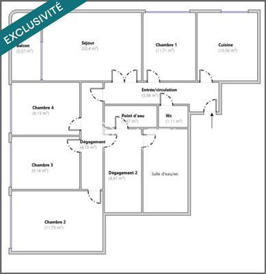 Appartement - 96 m² - 5 pièces