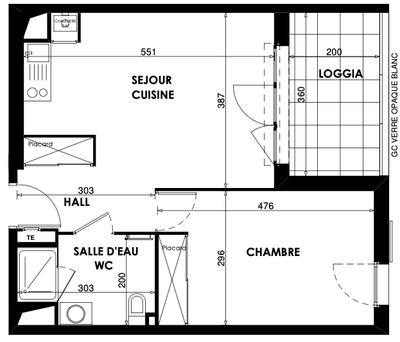 Appartement - 43 m² - 2 pièces