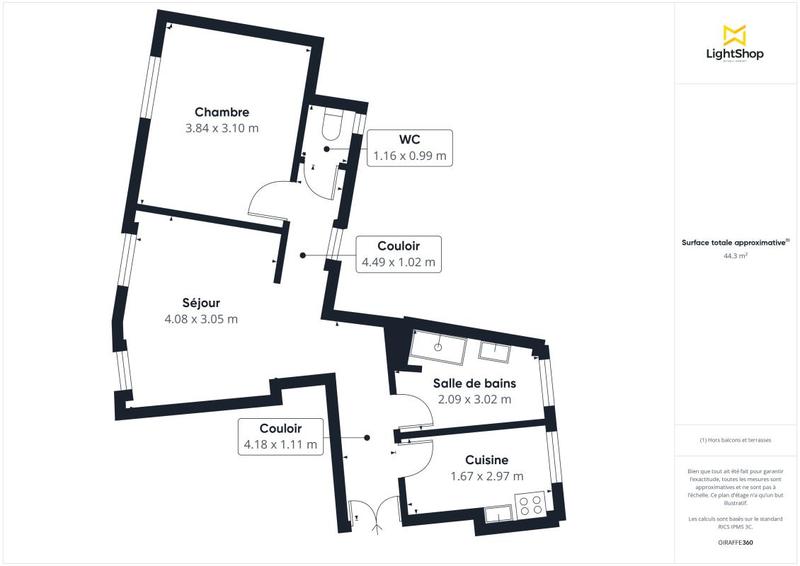 Appartement - 43 m² - 2 pièces