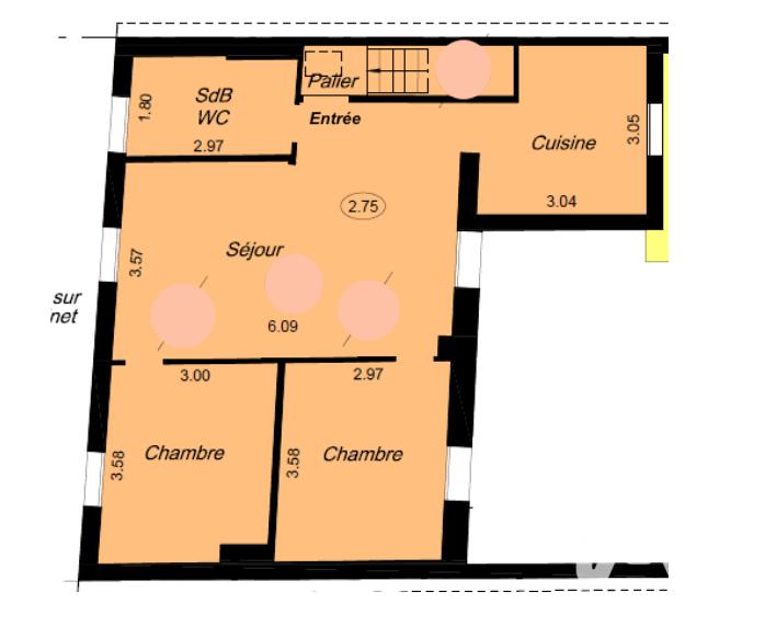 Appartement - 61 m² - 3 pièces