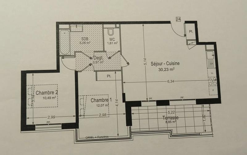 Appartement - 63 m² - 3 pièces