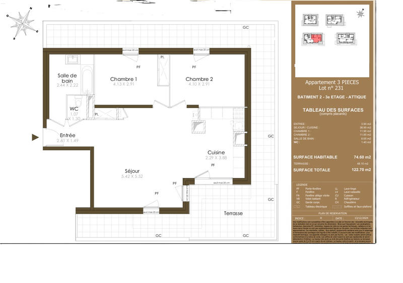 Appartement - 75 m² - 3 pièces