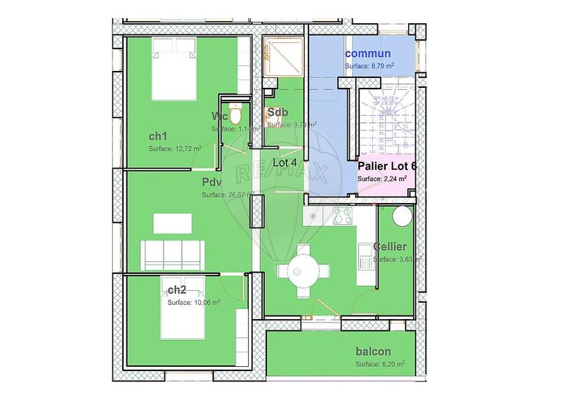 Appartement - 58 m² - 3 pièces