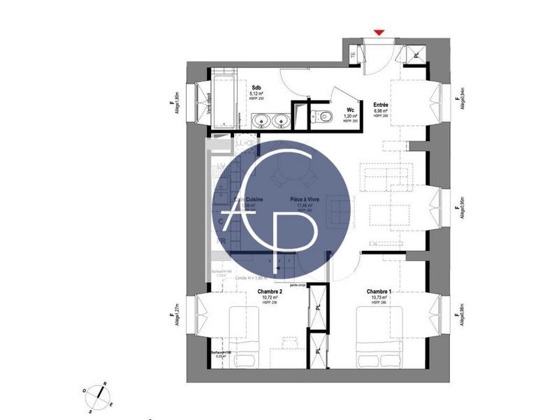 Appartement - 59 m² - 3 pièces