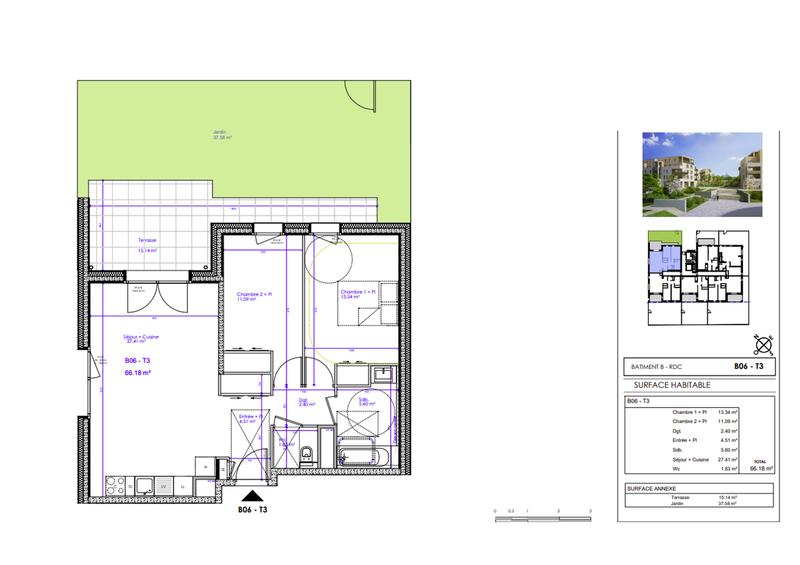 Appartement - 65 m² - 3 pièces