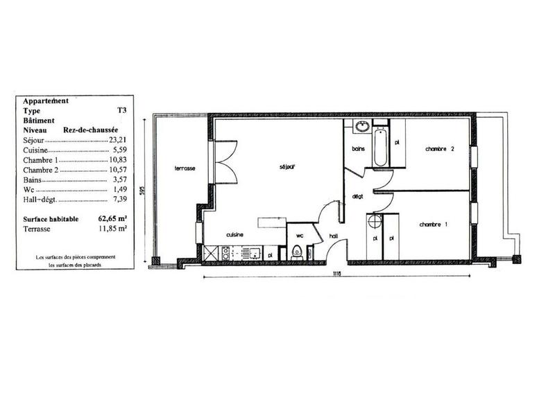 Appartement - 62 m² - 3 pièces