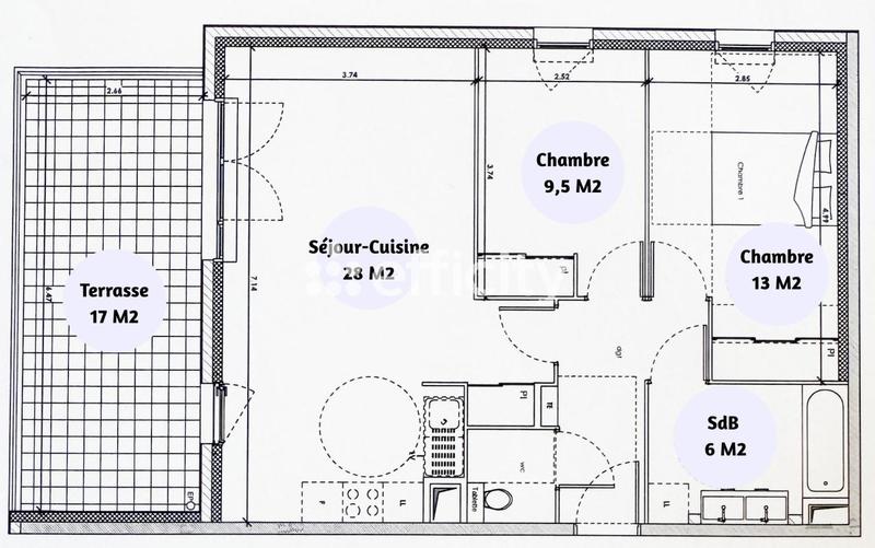 Appartement - 64 m² - 3 pièces