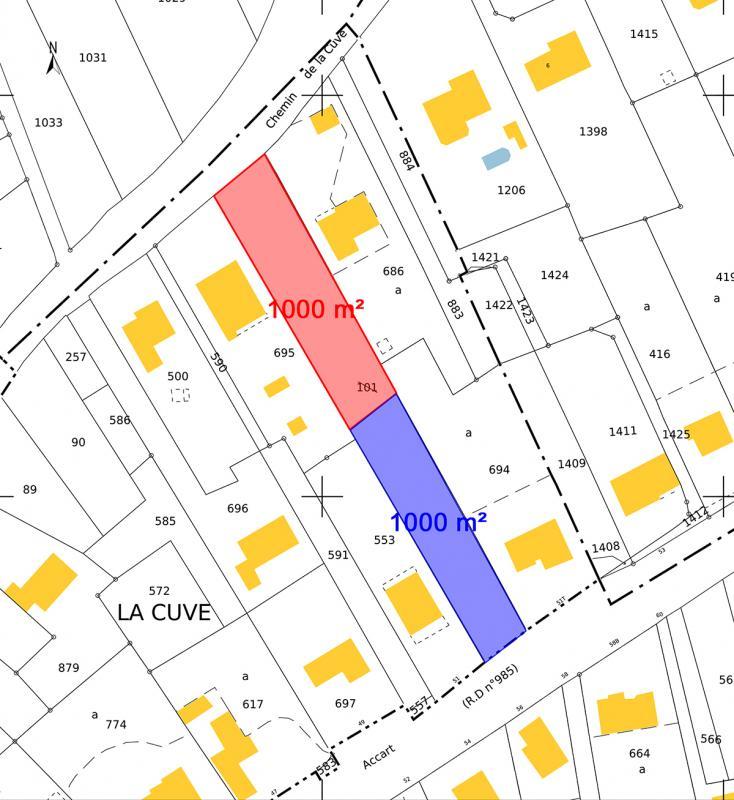 Terrain constructible - 1 000 m²