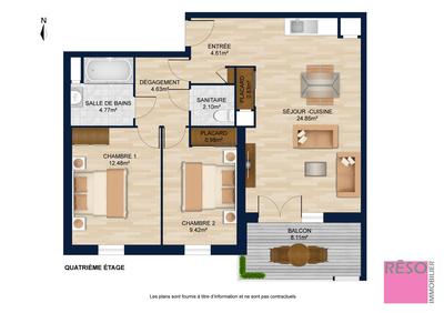 Appartement - 65 m² - 3 pièces