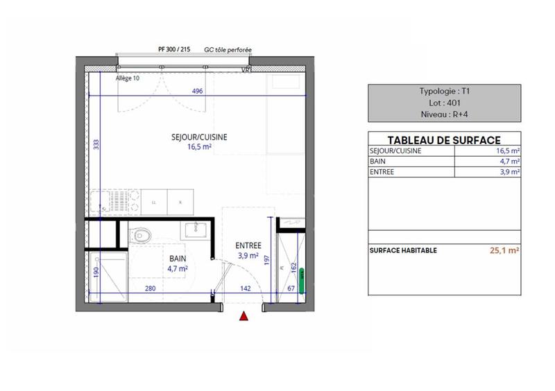 Studio - 25 m² - 1 pièce