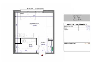 Studio - 25 m² - 1 pièce