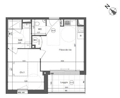 Appartement - 39 m² - 2 pièces