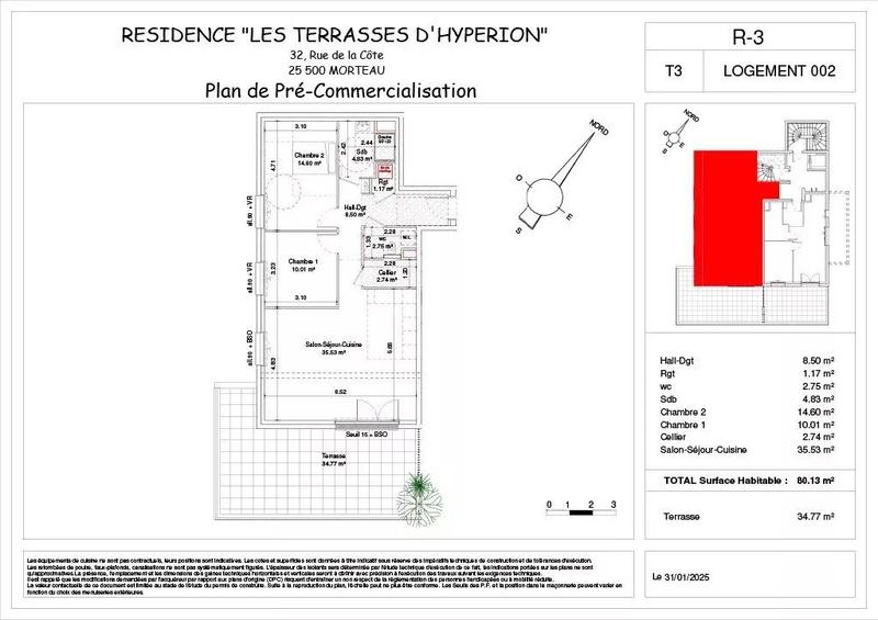 Appartement - 80 m² - 3 pièces