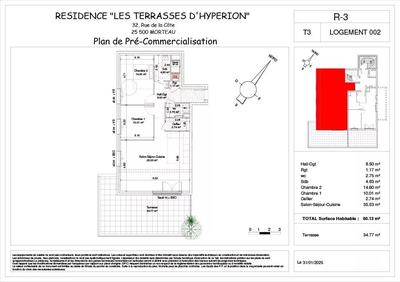 Appartement - 80 m² - 3 pièces