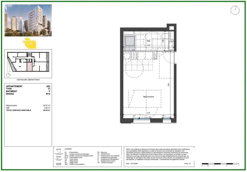 Appartement - 28 m² - 1 pièce
