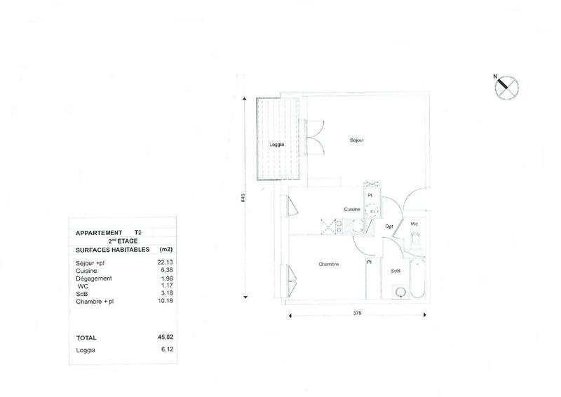 Appartement - 45 m² - 2 pièces