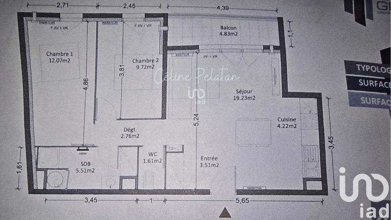 Appartement - 59 m² - 3 pièces