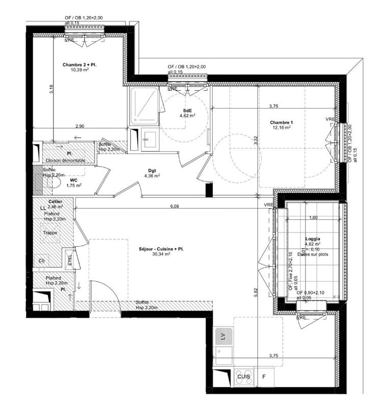 Appartement - 66 m² - 3 pièces