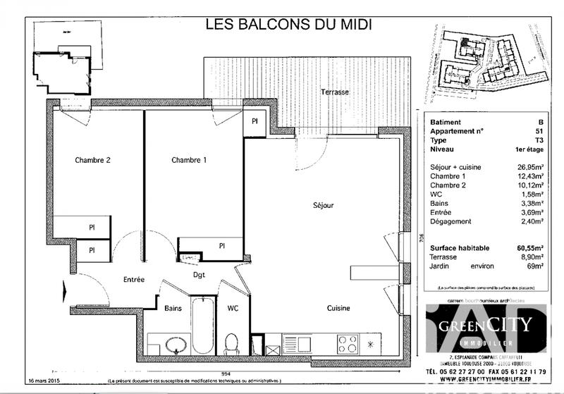 Appartement - 61 m² - 3 pièces