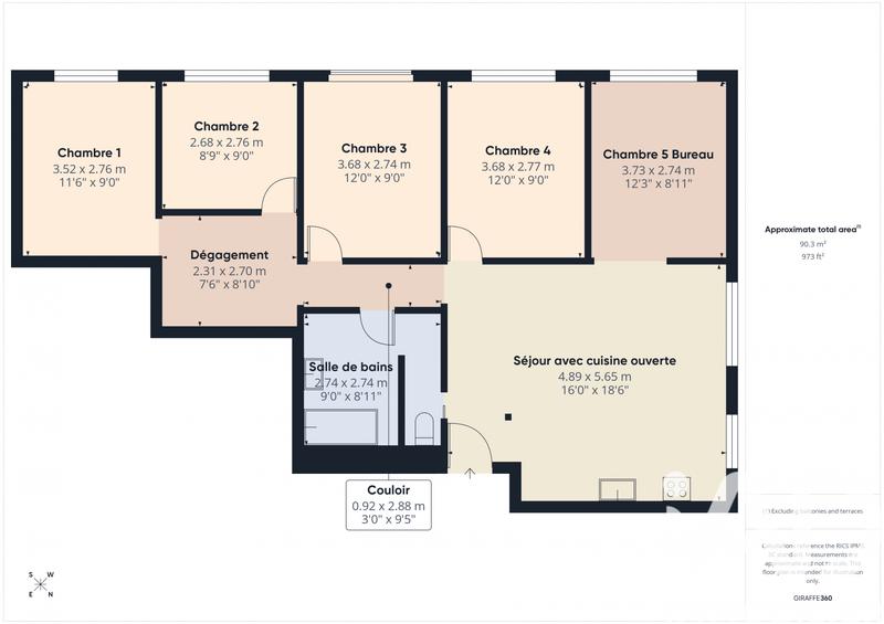 Appartement - 90 m² - 6 pièces