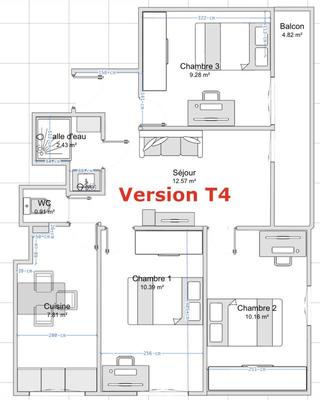 Appartement - 55 m² - 4 pièces