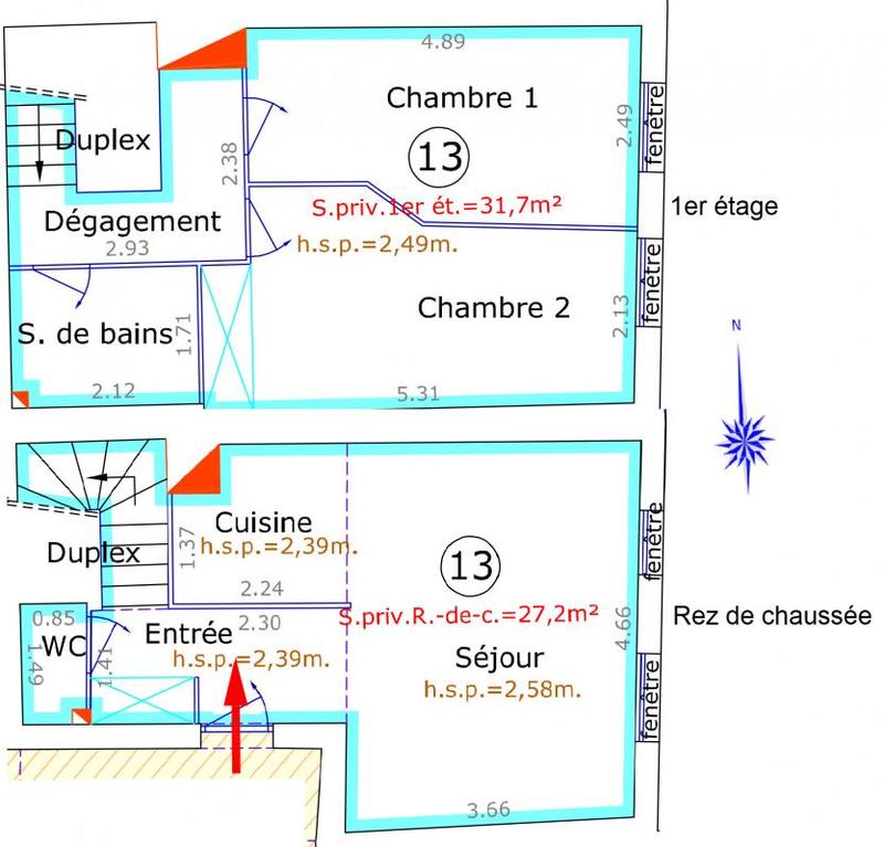 Appartement - 58 m² - 3 pièces
