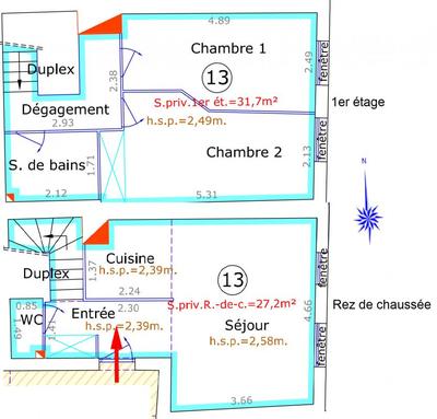 Appartement - 58 m² - 3 pièces