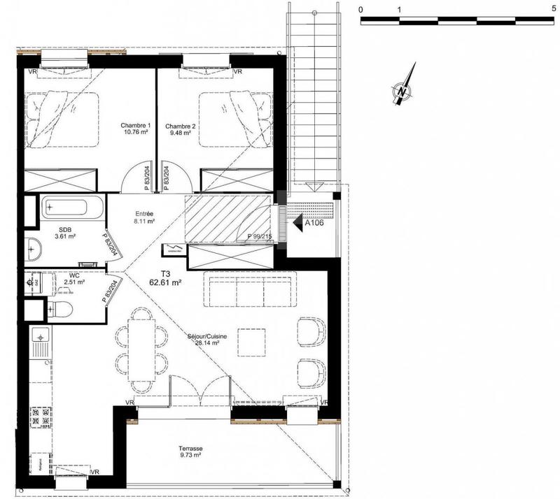 Appartement - 63 m² - 3 pièces
