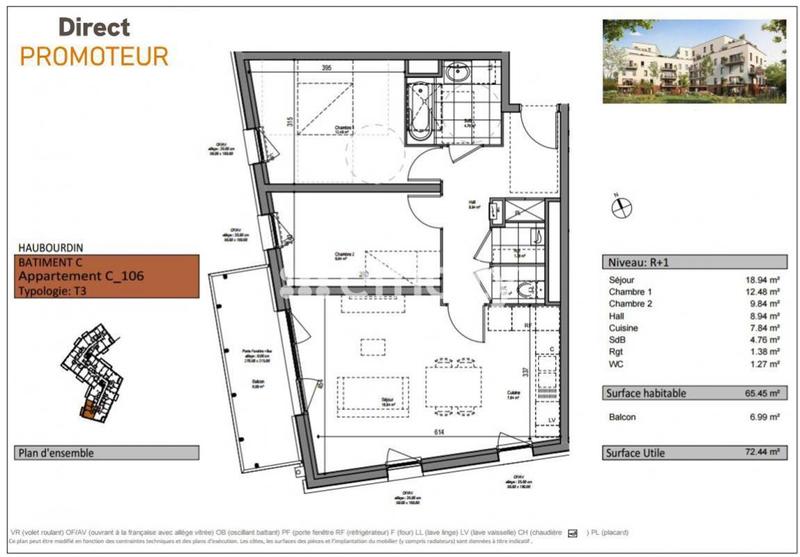 Appartement - 65 m² - 3 pièces
