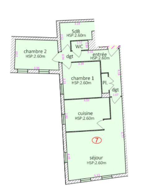 Appartement - 72 m² - 3 pièces