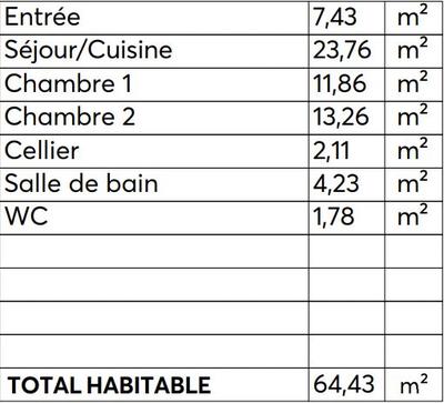 Appartement - 65 m² - 3 pièces